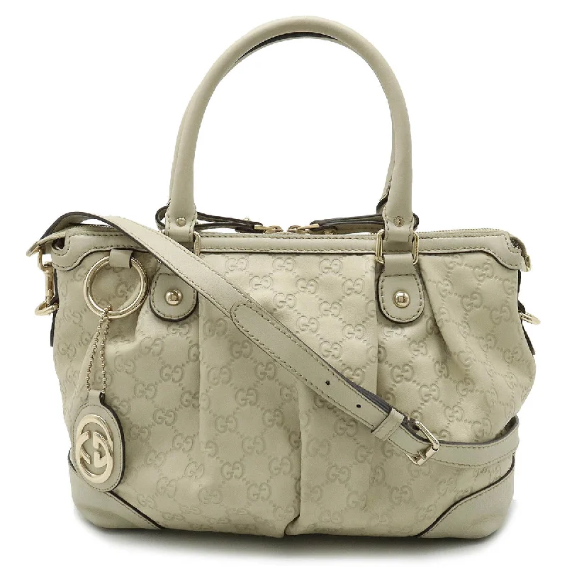 Handle bags with holiday themes for festivities -Gucci Sukey Leather Tote Bag Ivory