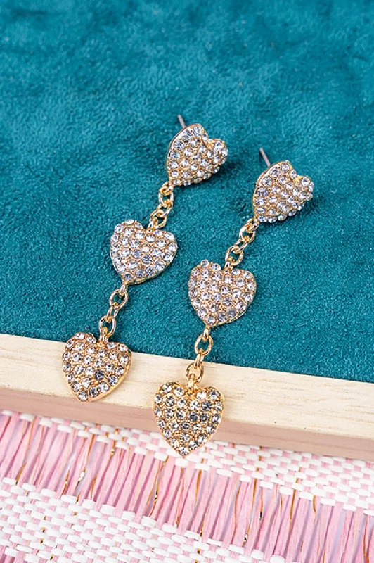 Drop Earrings with Leaf Motifs -Crystal Avenue Brooklyn Crystal Heart Goldtone Earrings