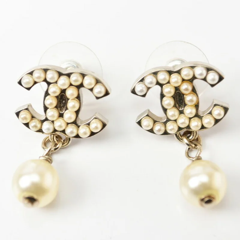 Studded Drop Earrings with Gemstones -Chanel   Artificial ivory Metal Drop Earrings (Pre-Owned)