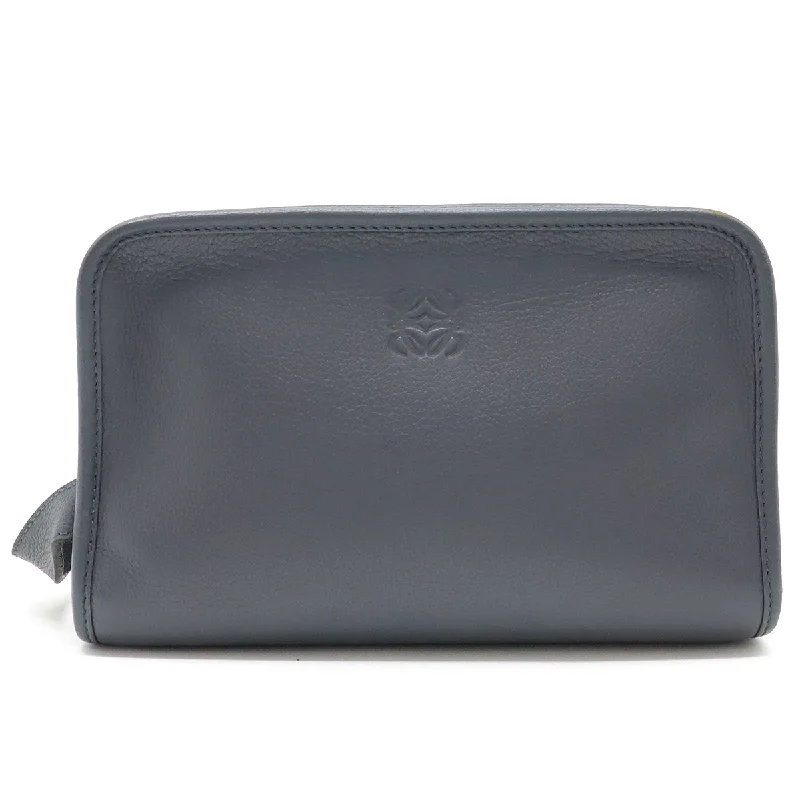 Handle bags with subtle embroidery for detail -Loewe Anagram Leather Clutch Bag