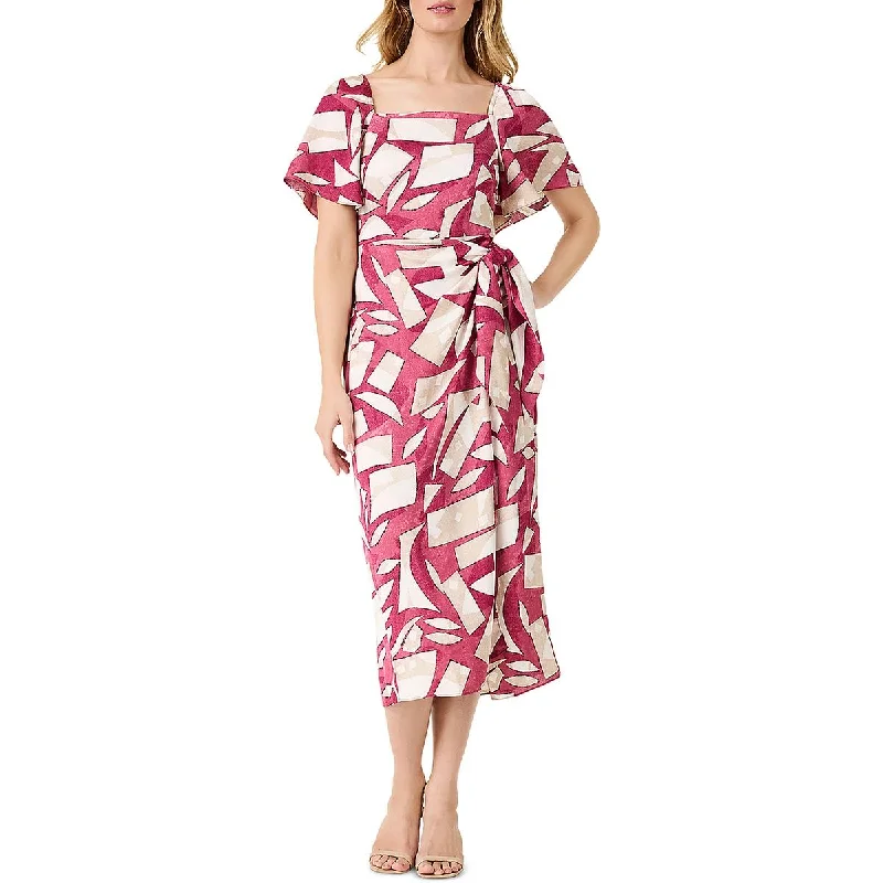 Ethnic Dresses with Tribal Design -Nic + Zoe Womens Below Knee Faux-Wrap Midi Dress