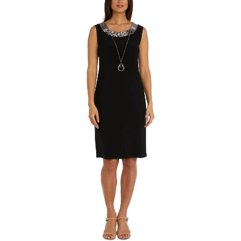 Low-waisted Dresses for Relaxed -R&M Richards Womens Petites Jersey Sleeveless Sheath Dress