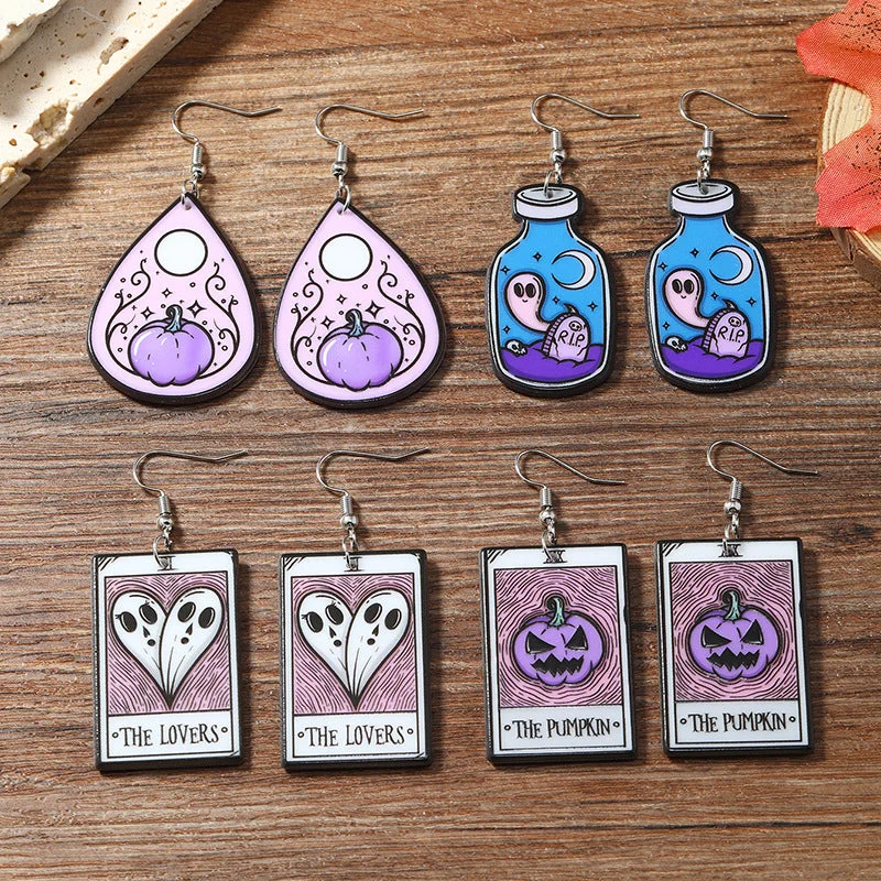 Drop Earrings for Anniversary -Wholesale Dark Wizard Potion Bottle Ghost Demon Pumpkin Head Magic Potion Acrylic Earrings