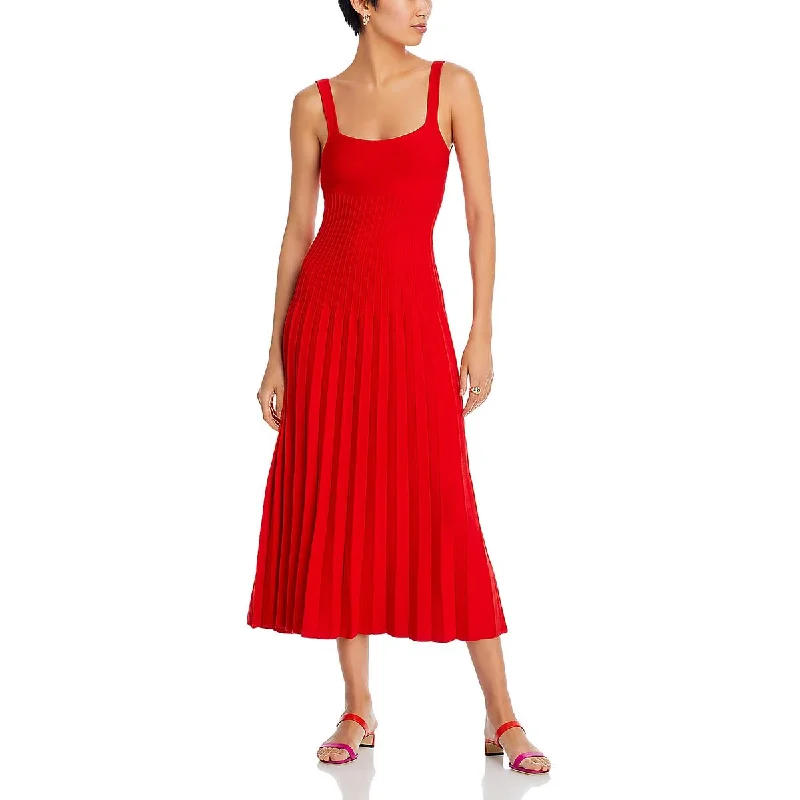 Birthday Dresses for Celebration -STAUD Womens Tea Length Pleated Midi Dress