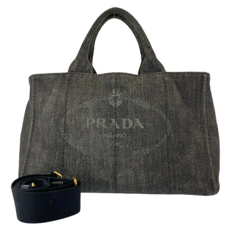 Handle bags with soft linings for protection -Prada Cotton Denim Canapa Logo Tote Bag