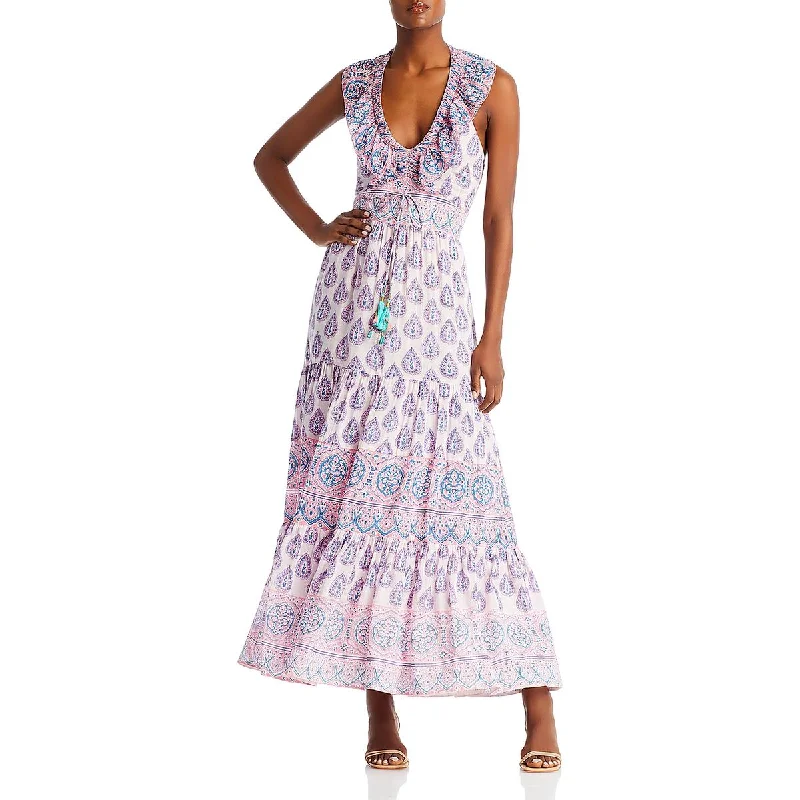 Blue Dresses for Classic -Bell by Alicia Bell Womens Allie Ruffled Printed Maxi Dress