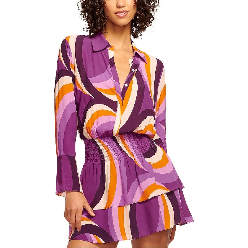 High-waisted Dresses for Flatter -Ramy Brook Womens Mini Printed Shirtdress