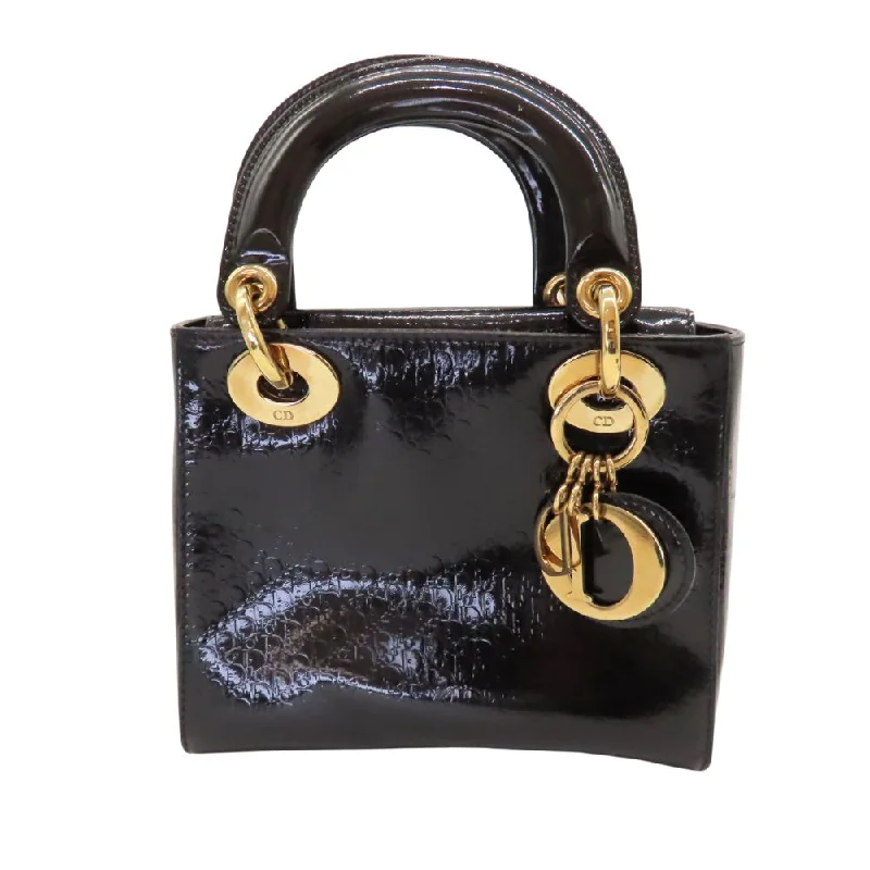 Handle bags with vintage clasps for nostalgia -Christian Dior Lady Dior Mini Patent Leather Handbag