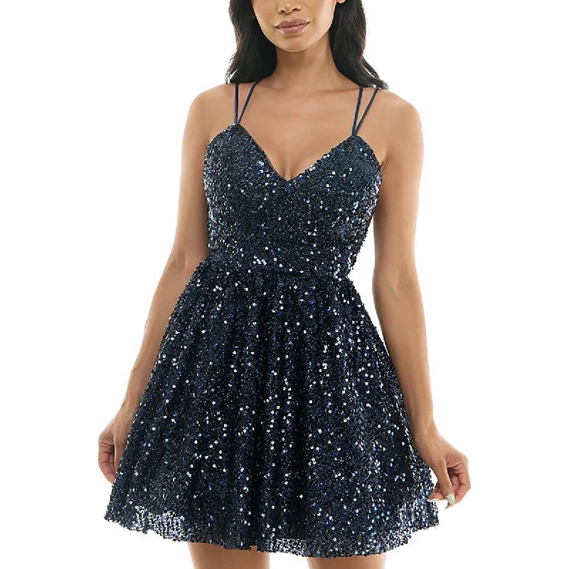 Sundress Dresses for Sunny -Pear Culture Womens Juniors Sequined Stappy Cocktail And Party Dress