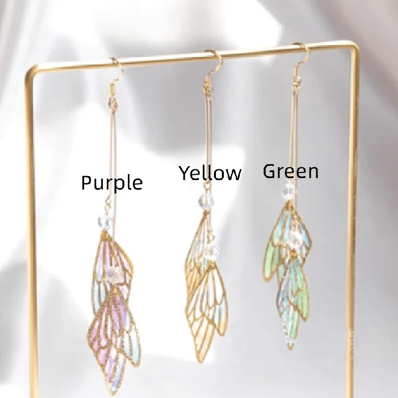 Drop Earrings with Infinity Symbols -Japanese Handmade Gradient Butterfly Earrings