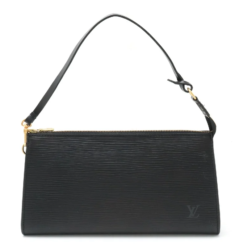 Handle bags with geometric patterns for modernity -Louis Vuitton Epi Leather Pochette Accessoire Black