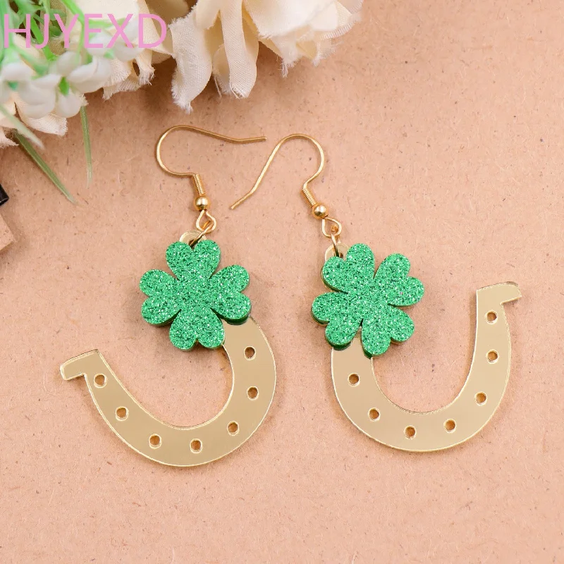 Tarnish Resistant Drop Earrings for Longevity -Wholesale Patrick's Day Clover Saddle Acrylic Lucky Acrylic Earrings