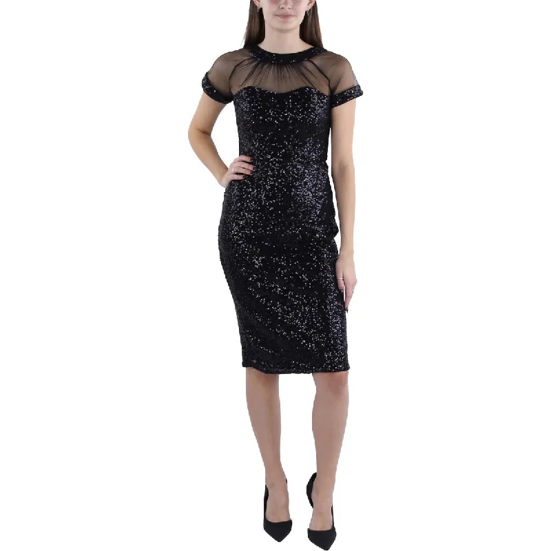 Mini Dresses for Youthful Look -Maggy London Womens Sequined Mesh Cocktail And Party Dress