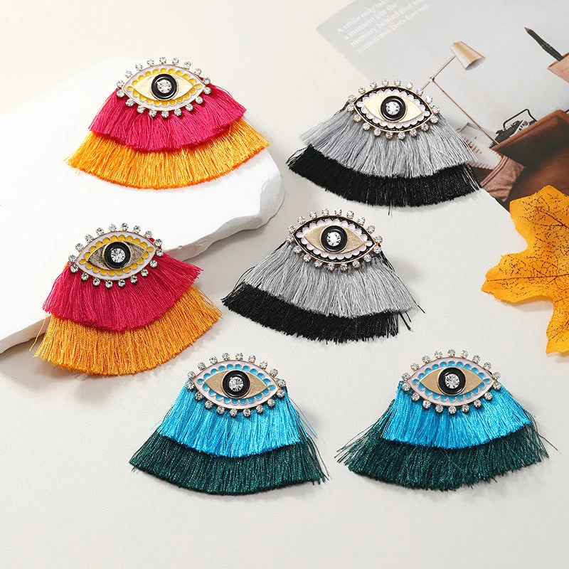 Drop Earrings for Prom Night -Wholesale Alloy Oil Drop Diamond Bohemian Devil Eye Earrings