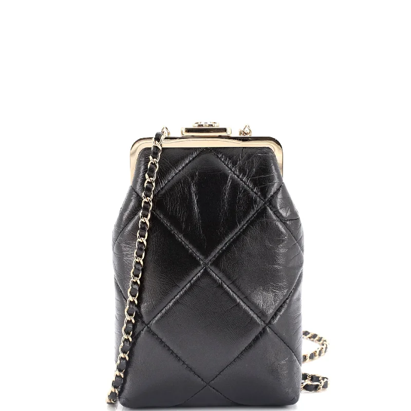 Handle bags with sleek silhouettes for fashion -CC Kisslock Frame Clutch with Chain Quilted Lambskin Small