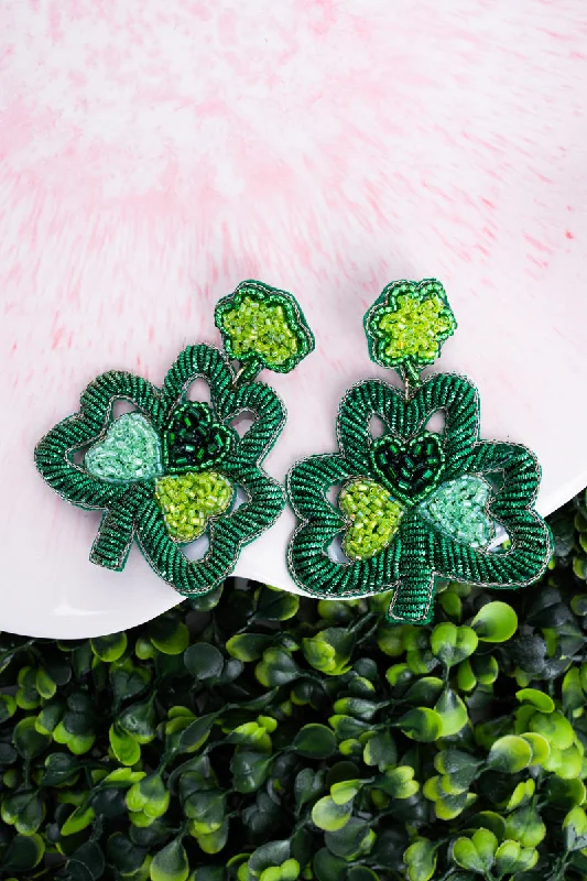 Diamond Drop Earrings for Luxury -Viola You Shamrock My World Seed Bead Earrings