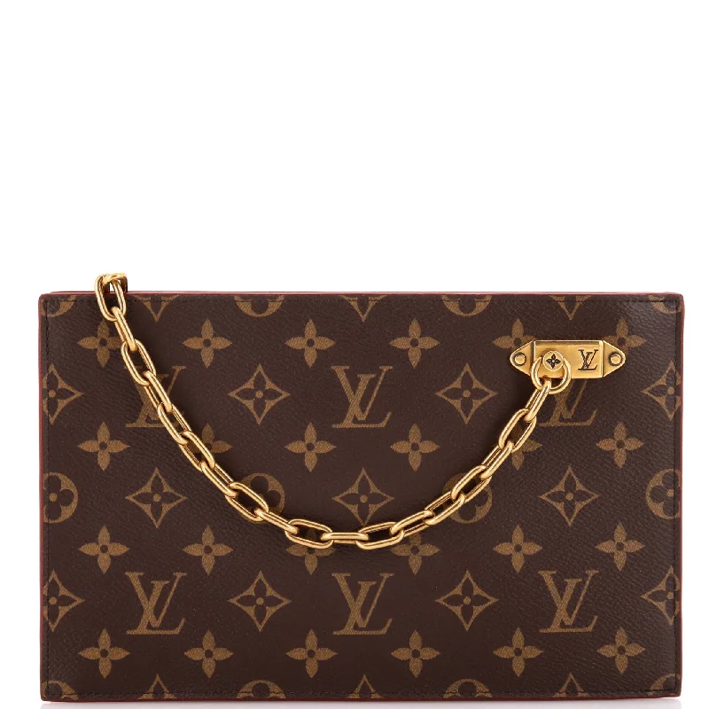 Handle bags with modern cutouts for style -Legacy Chain Clutch Monogram Canvas