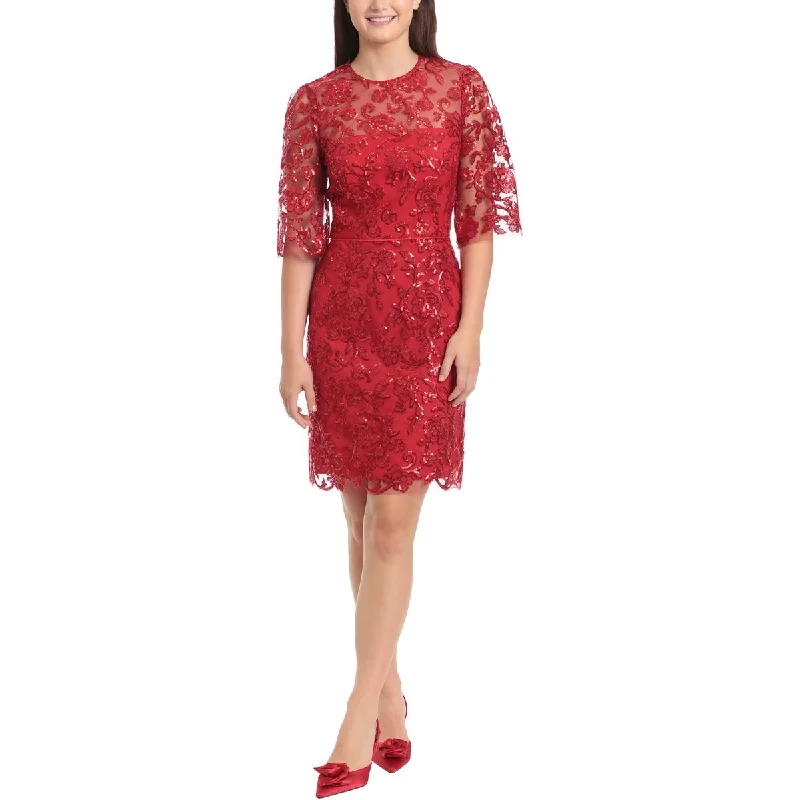 Halter Dresses for Chic Style -Maggy London Womens Floral Sequin Cocktail and Party Dress