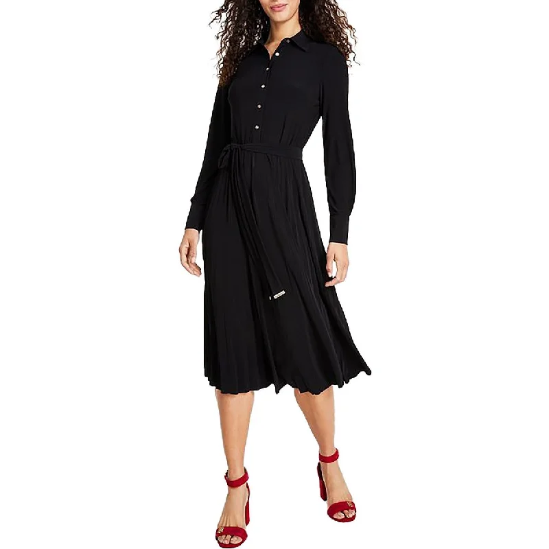 Mother's Day Dresses for Gift -Tommy Hilfiger Womens Knit Pleated Shirtdress