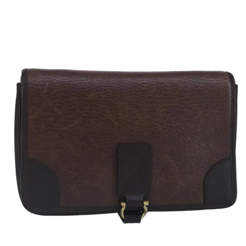 Handle bags with hidden pockets for security -Salvatore Ferragamo Gancini  Leather Clutch Bag (Pre-Owned)