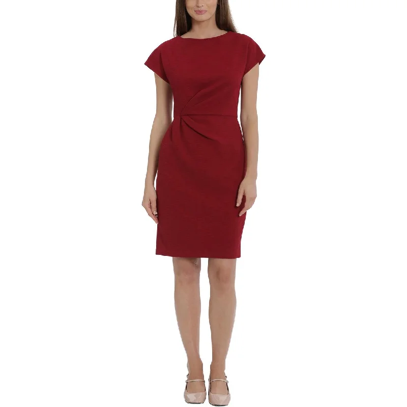 Geometric Dresses for Modern -Maggy London Womens Ruched Sleeveless Sheath Dress