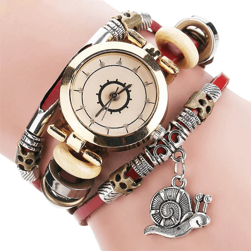 Satin Dresses for Shiny Look -Original Residential Style Retro Ladies Dress Diamond Dial Leather Strap Women Quartz Watch