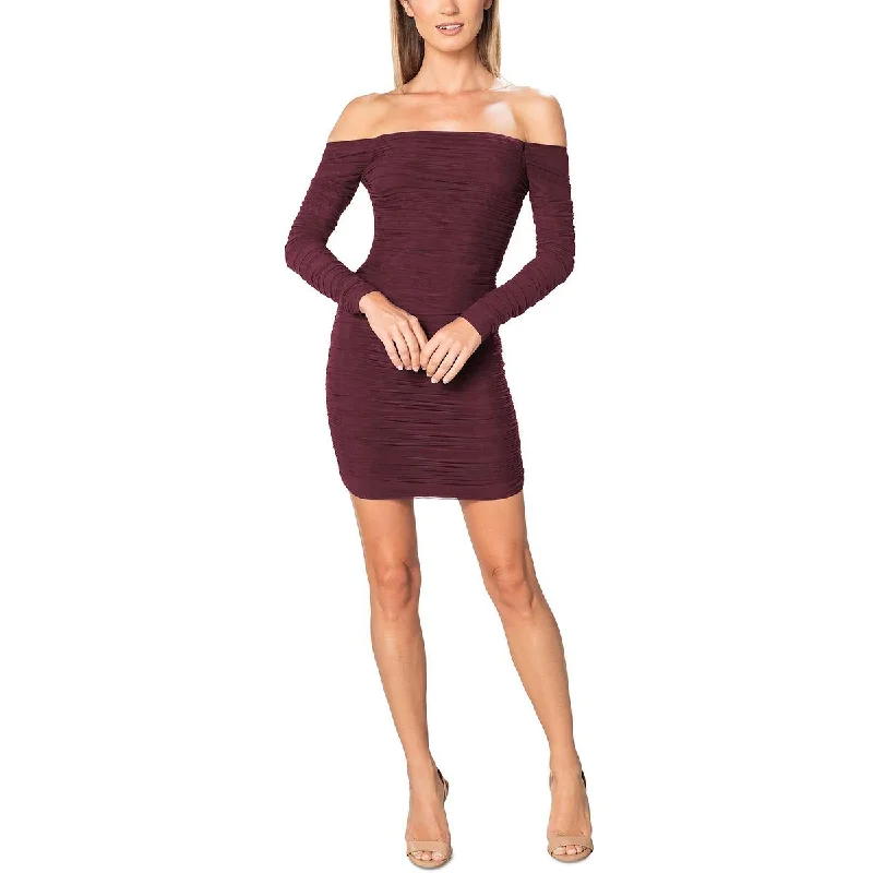 Shift Dresses for Simple Look -Dress The Population Womens Ruched Mini Bodycon Dress