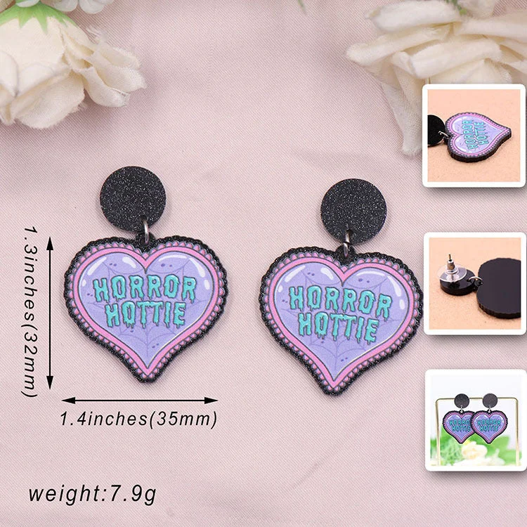 Drop Earrings for Christmas Party -Wholesale Eye Skull Valentine's Day Shining Acrylic Earrings