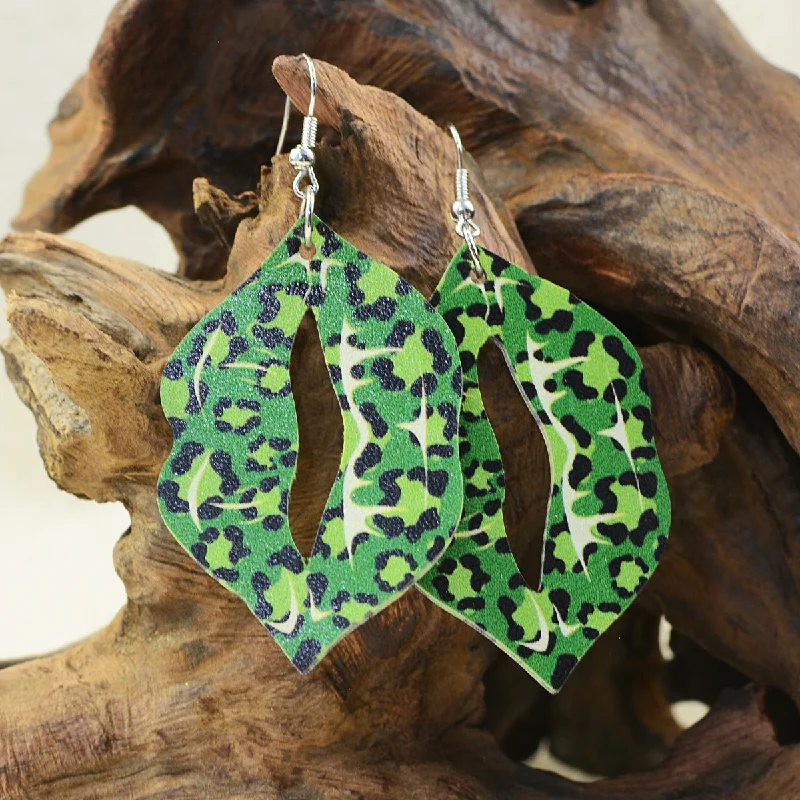 Magnetic Closure Drop Earrings for Easy -Wholesale St. Patrick's Day Lips Leopard Plaid Clover Earrings