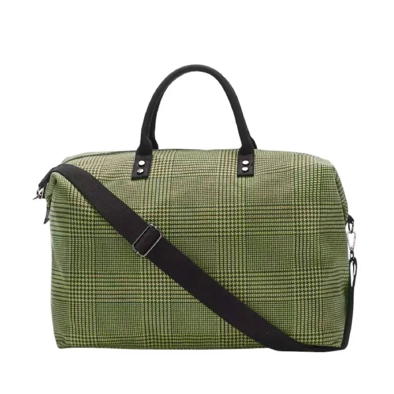 Handle bags with suede accents for texture -Frasier Weekender Bag In Yellow Plaid