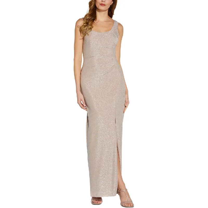 Solid Color Dresses for Simple -Adrianna Papell Womens Metallic Maxi Evening Dress