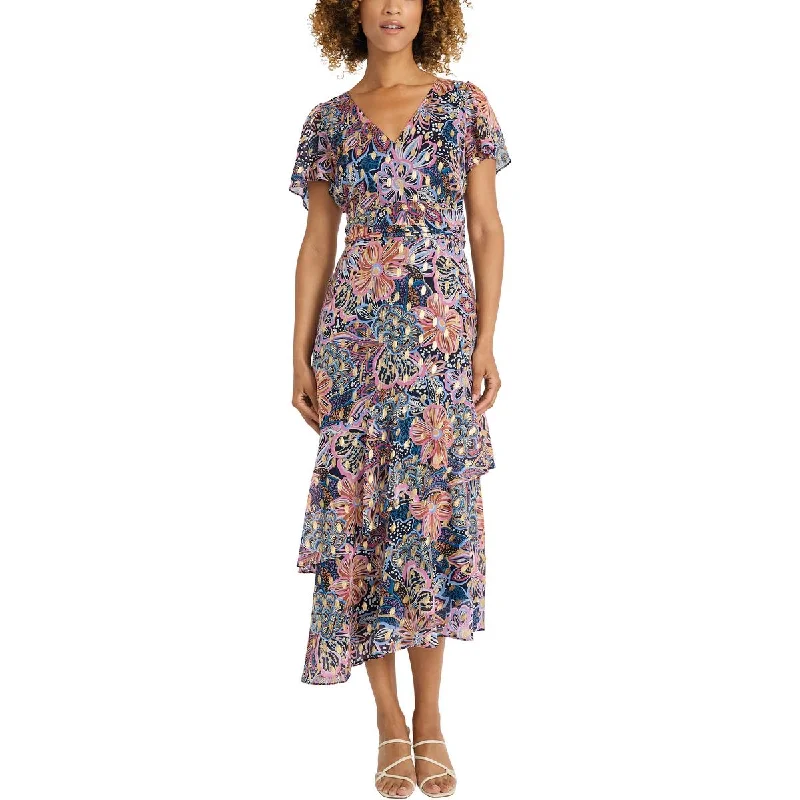 Anniversary Dresses for Special -Maggy London Womens Ruffled Floral Print Midi Dress