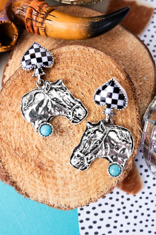 Drop Earrings with Infinity Symbols -TIPI Highland Heights Horse Silvertone Earrings