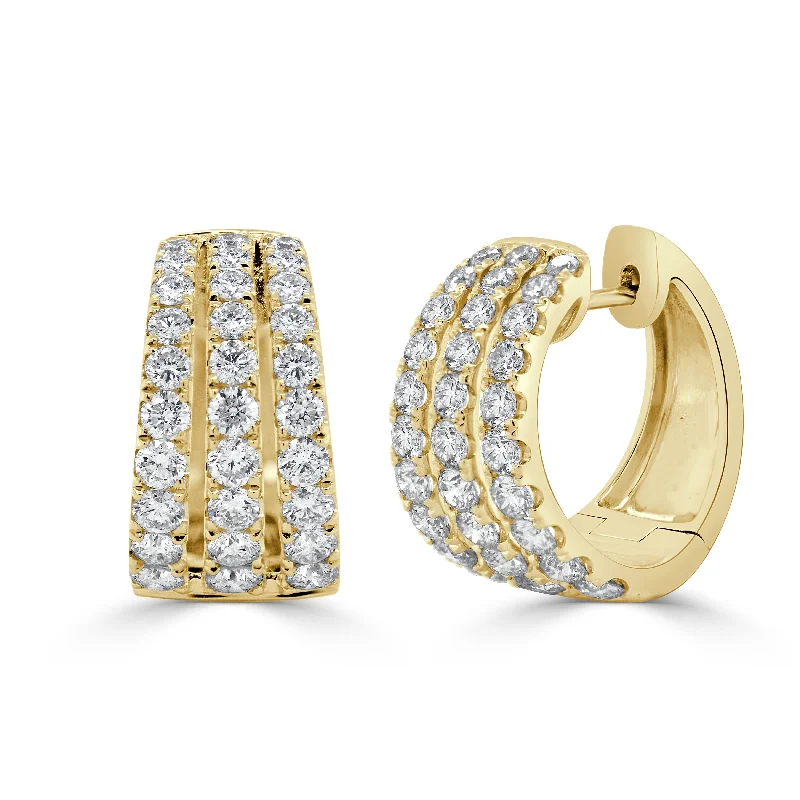 Leverback Drop Earrings for Comfort -Joelle Collection Diamond Huggie Earrings 14K Gold