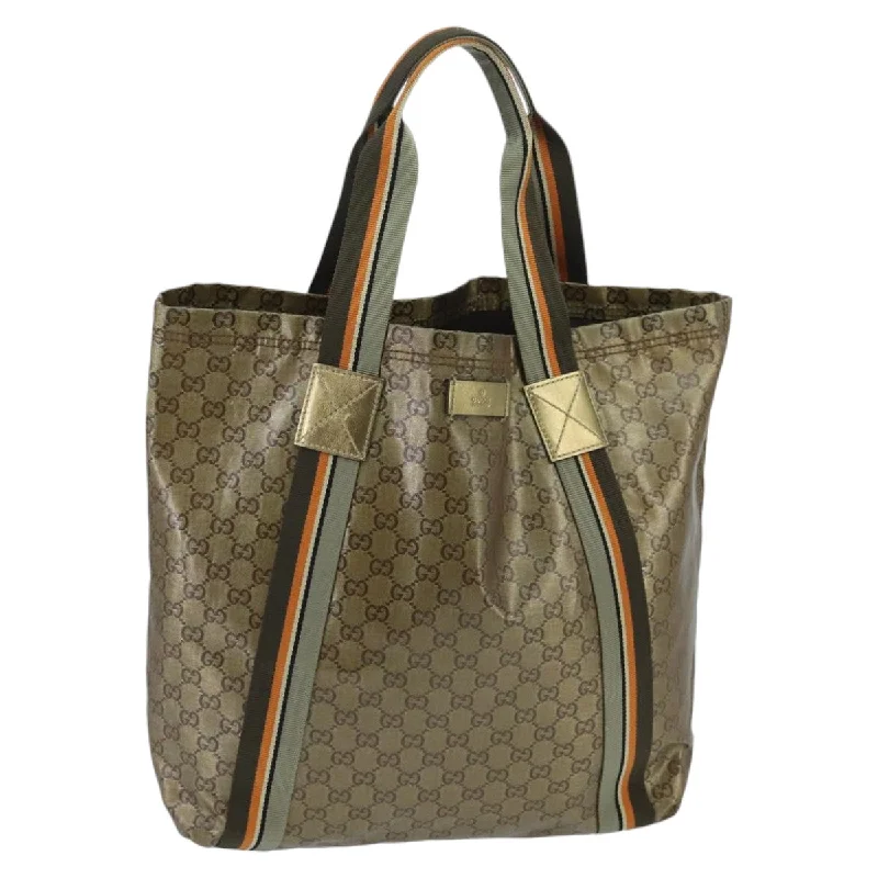 Handle bags with floral embroidery for detail -Gucci Gg Crystal  Canvas Tote Bag (Pre-Owned)