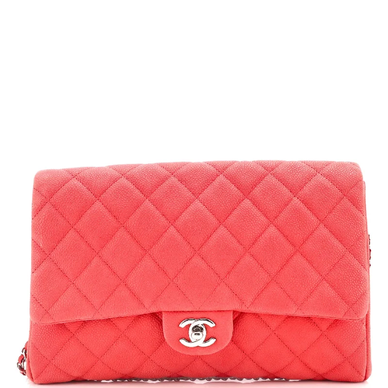 Handle bags with bright accents for pop -Clutch with Chain Quilted Caviar