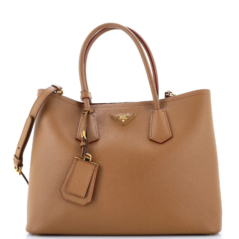 Handle bags with perforated details for style -Cuir Double Tote Saffiano Leather Large