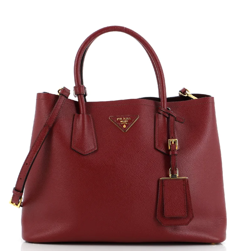 Handle bags with monogram designs for personalization -Cuir Double Tote Saffiano Leather Medium