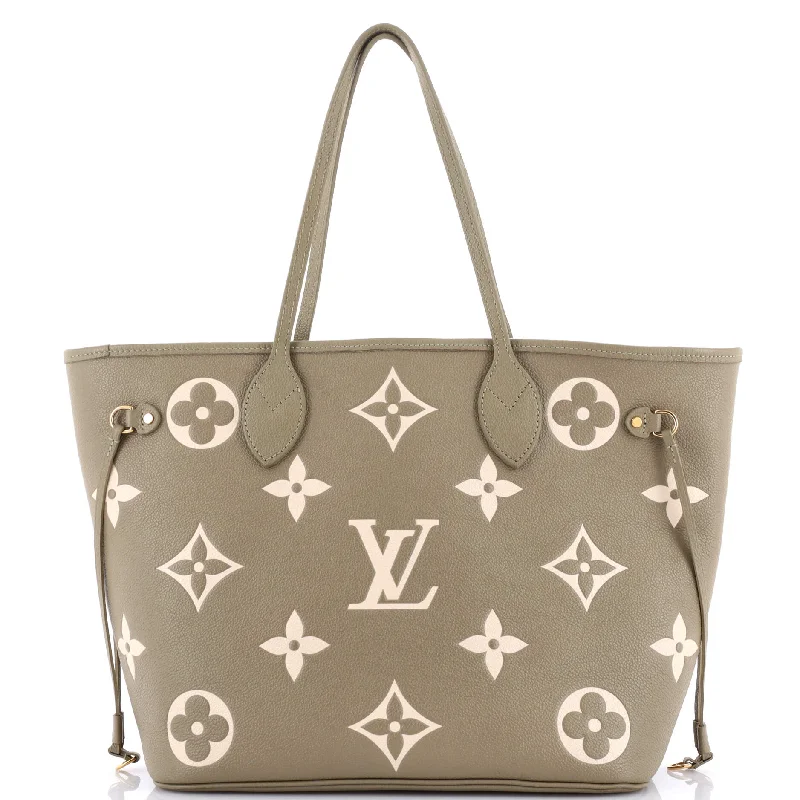 Handle bags with lightweight nylon for ease -Neverfull NM Tote Bicolor Monogram Empreinte Giant MM