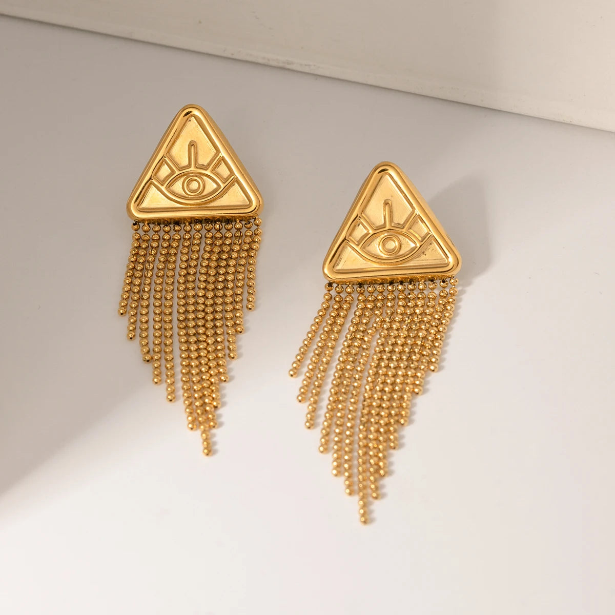 Crystal and Pearl Drop Earrings for Glamour -Gold-Plated Stainless Steel Triangle Drop Earrings