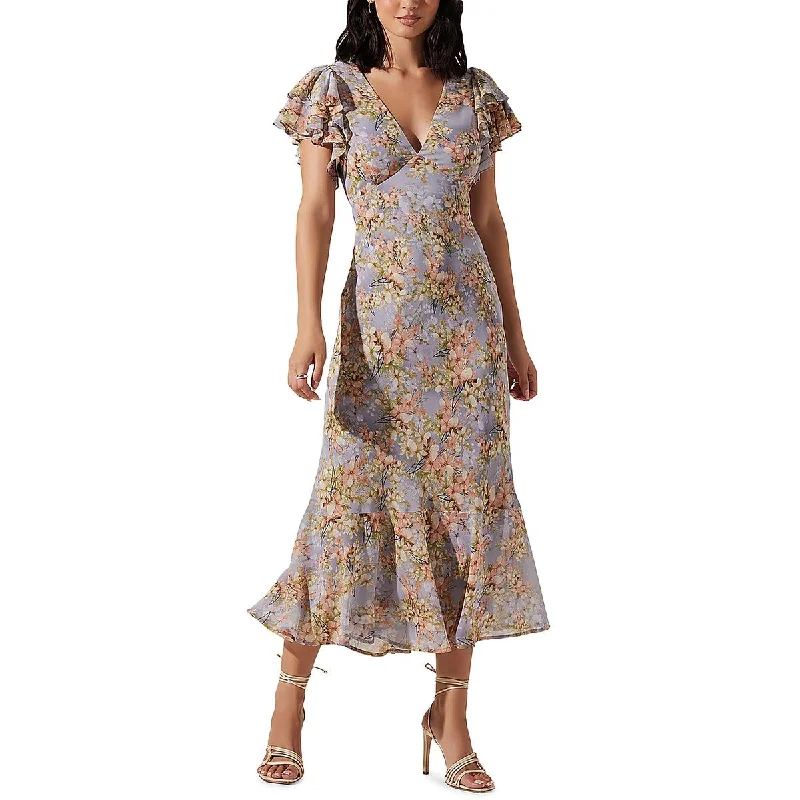 Wool Dresses for Warmth -ASTR the Label Womens Floral Print Tea Length Sheath Dress