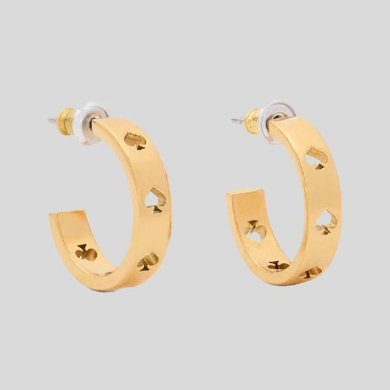 Studded Drop Earrings with Gemstones -KATE SPADE Cut To The Chase Spade Huggies Gold KJ999