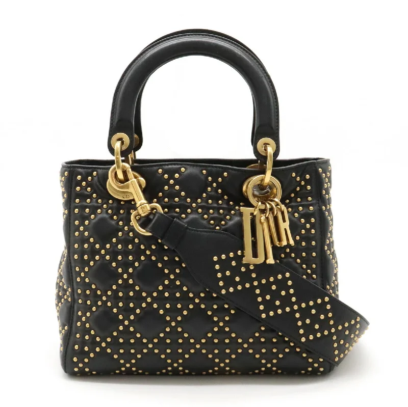 Handle bags with soft velvet for luxury -Dior Lady Dior Medium Studded Leather Handbag