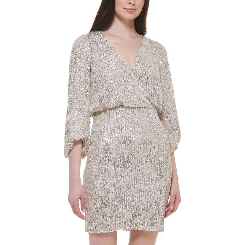 Off-shoulder Dresses for Feminine -Eliza J Womens Petites Blouson Mini Cocktail And Party Dress