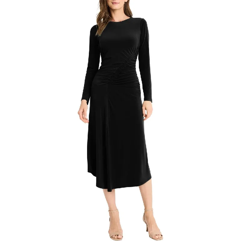 Leather Dresses for Luxury -Maggy London Womens Ruched Long Midi Dress