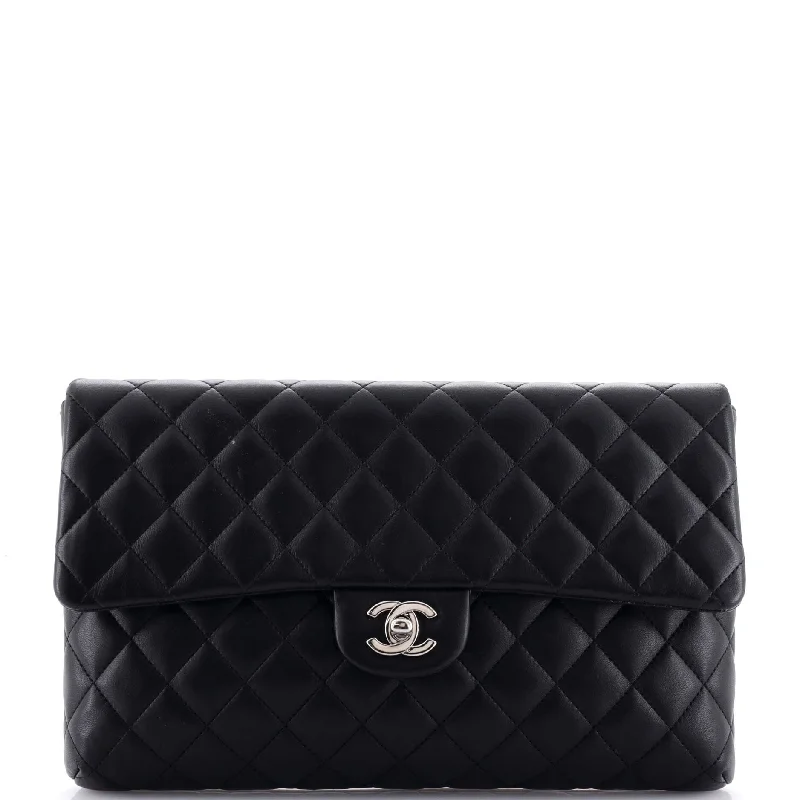 Handle bags with lightweight nylon for ease -Classic Flap Clutch Quilted Lambskin