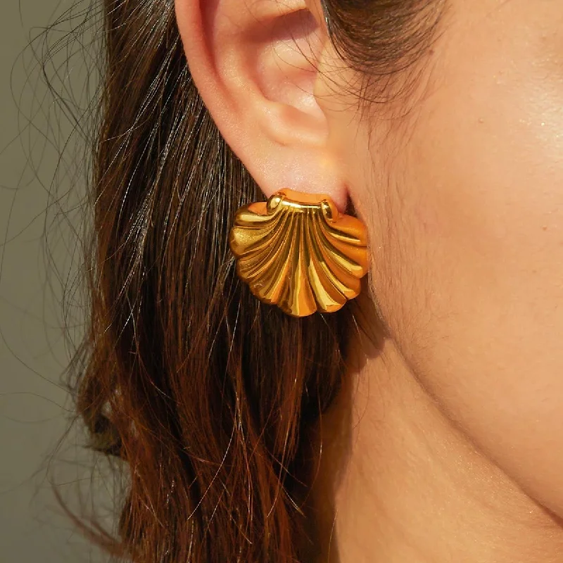 Drop Earrings for Graduation Day -Chic Gold Plated Shell Earrings