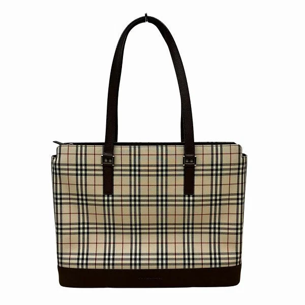 Handle bags with vegan suede for softness -Burberry Nova Check Canvas Leather Tote Bag