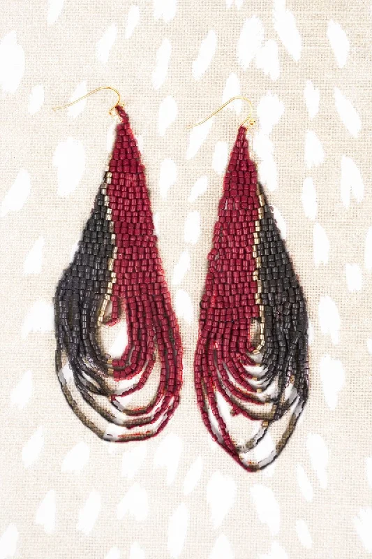 Drop Earrings with Infinity Symbols -SALE! Kenya Crest Red Seed Bead Earrings