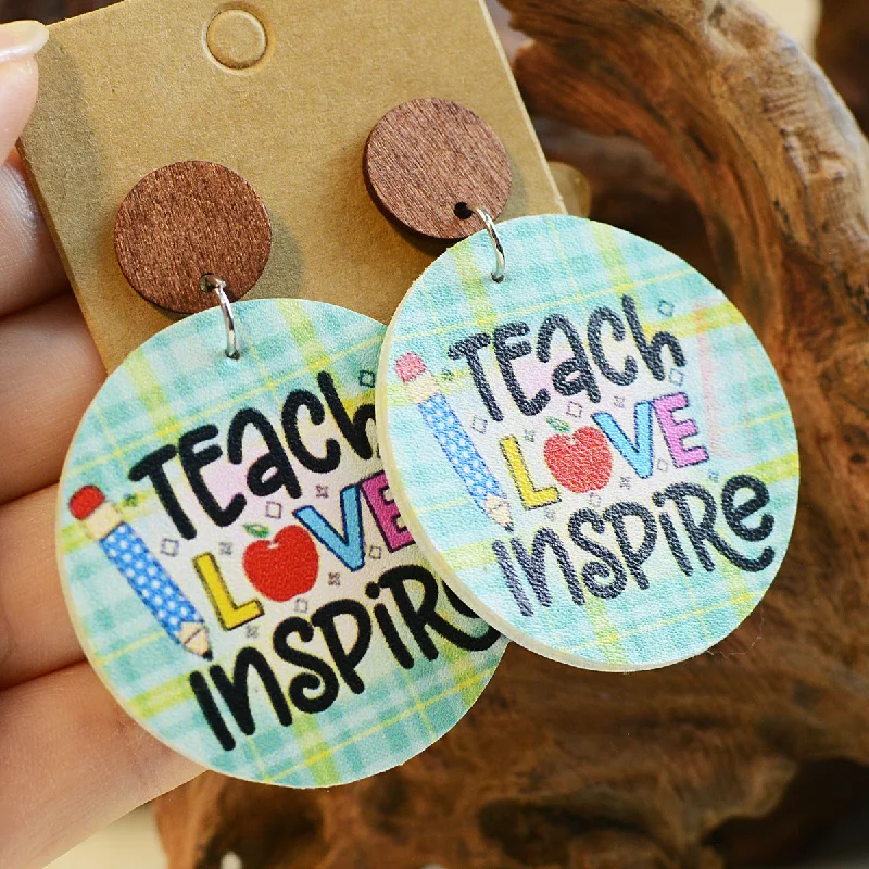 Hippie Drop Earrings with Beads -Wholesale Teacher's Day Ruler Apple Teacher Leather Earrings